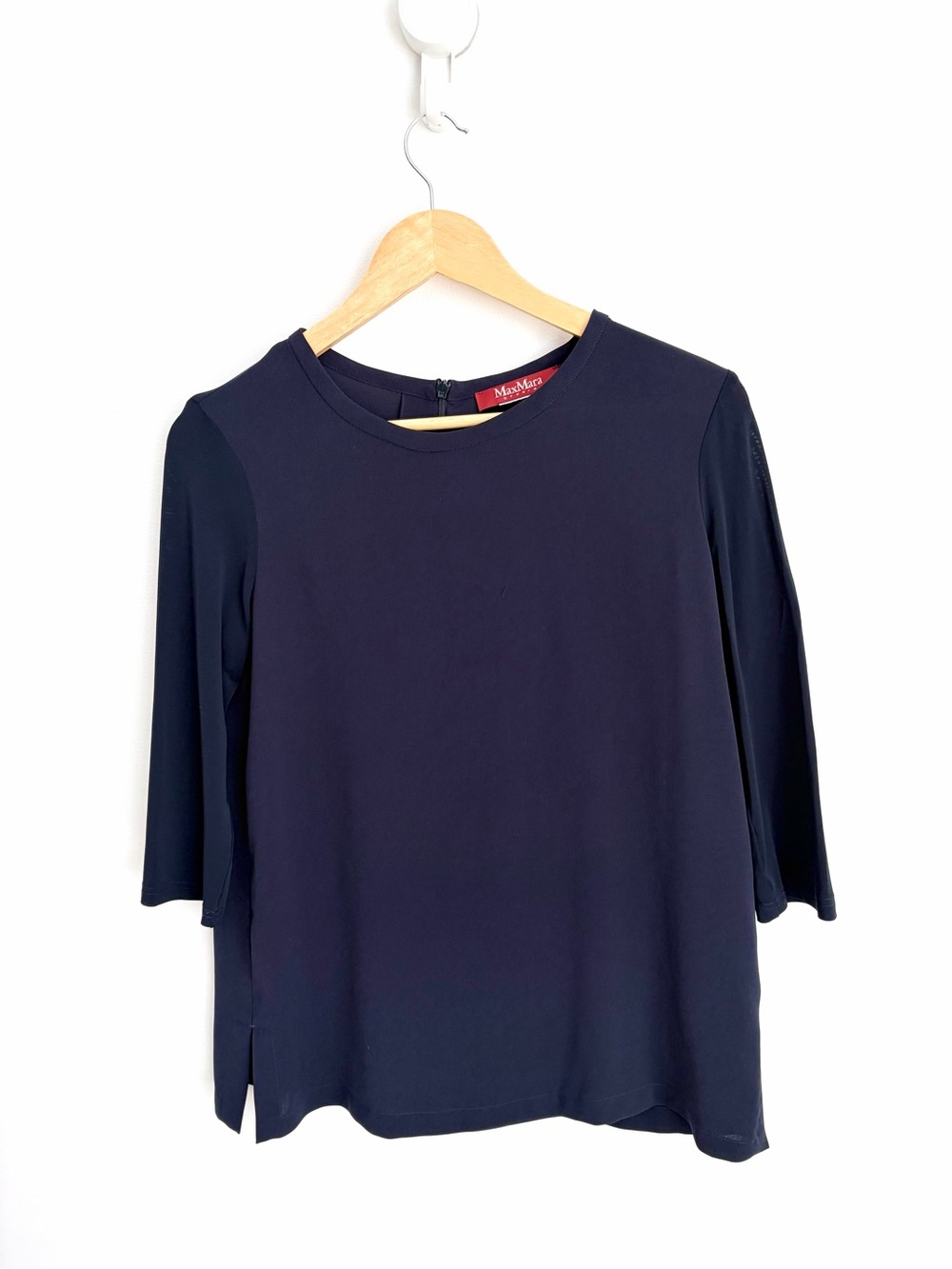 Max Mara Studio - Navy Semi Sheer Blouse - Designer Minimalist Top